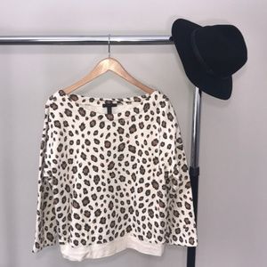 J. Crew cheetah big cat cream sweater